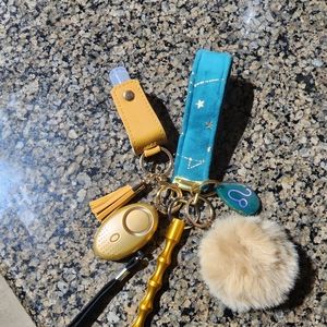 Teal Gold Luxury Plush Zodiac Self Defense Keychain (No Pepper Spray)